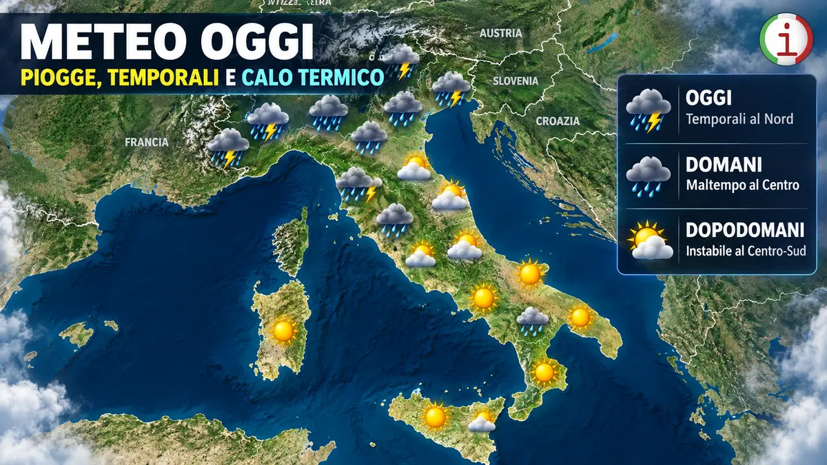 Meteo Italia oggi 9 settembre 2026 piogge temporali e temperature in forte calo