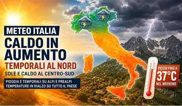 Meteo Italia caldo in aumento e temporali al Nord nuova fase estiva con instabilità sulle Alpi