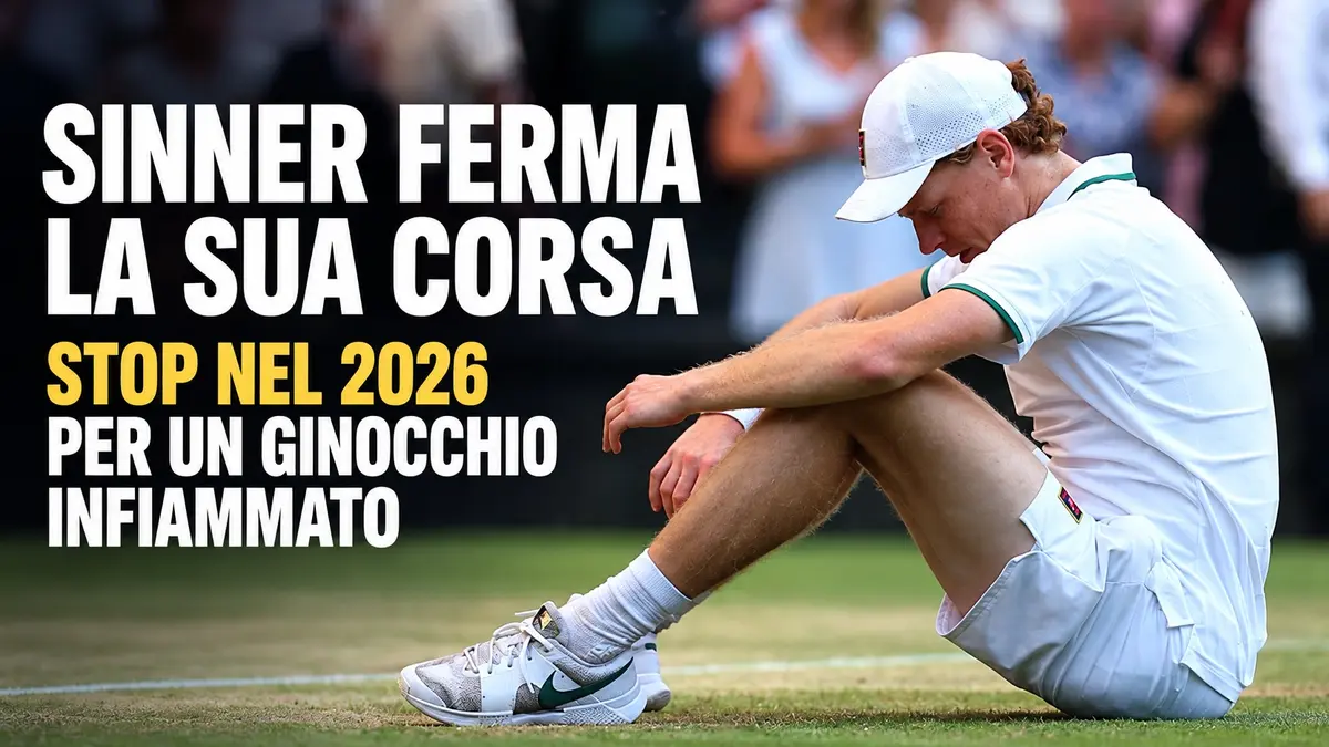 Sinner ferma la sua corsa: stop nel 2026 per un ginocchio infiammato