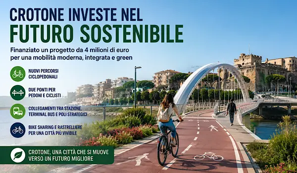 Crotone punta sulla mobilità sostenibile: finanziato un progetto da 4 milioni di euro