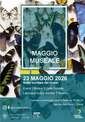 Il Polo Museale – Sapienza Cultura  annuncia il prossimo e atteso appuntamento  MAGGIO MUSEALE nell’ambito della Notte Europea dei Musei 2026