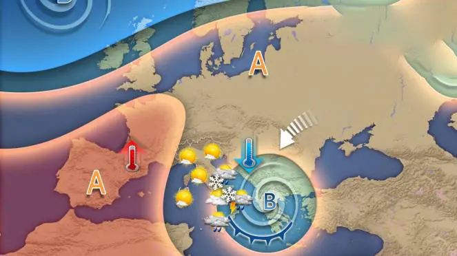 Previsioni  Meteo: weekend freddo e ventoso con pioggia e neve a quote collinari – Ecco dove