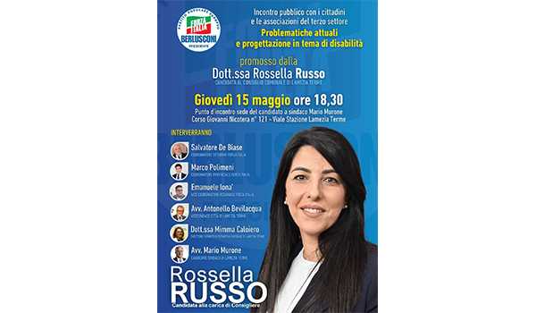 Lamezia: incontro sulla disabilità promosso dalla candidata Rossella Russo di Forza Italia