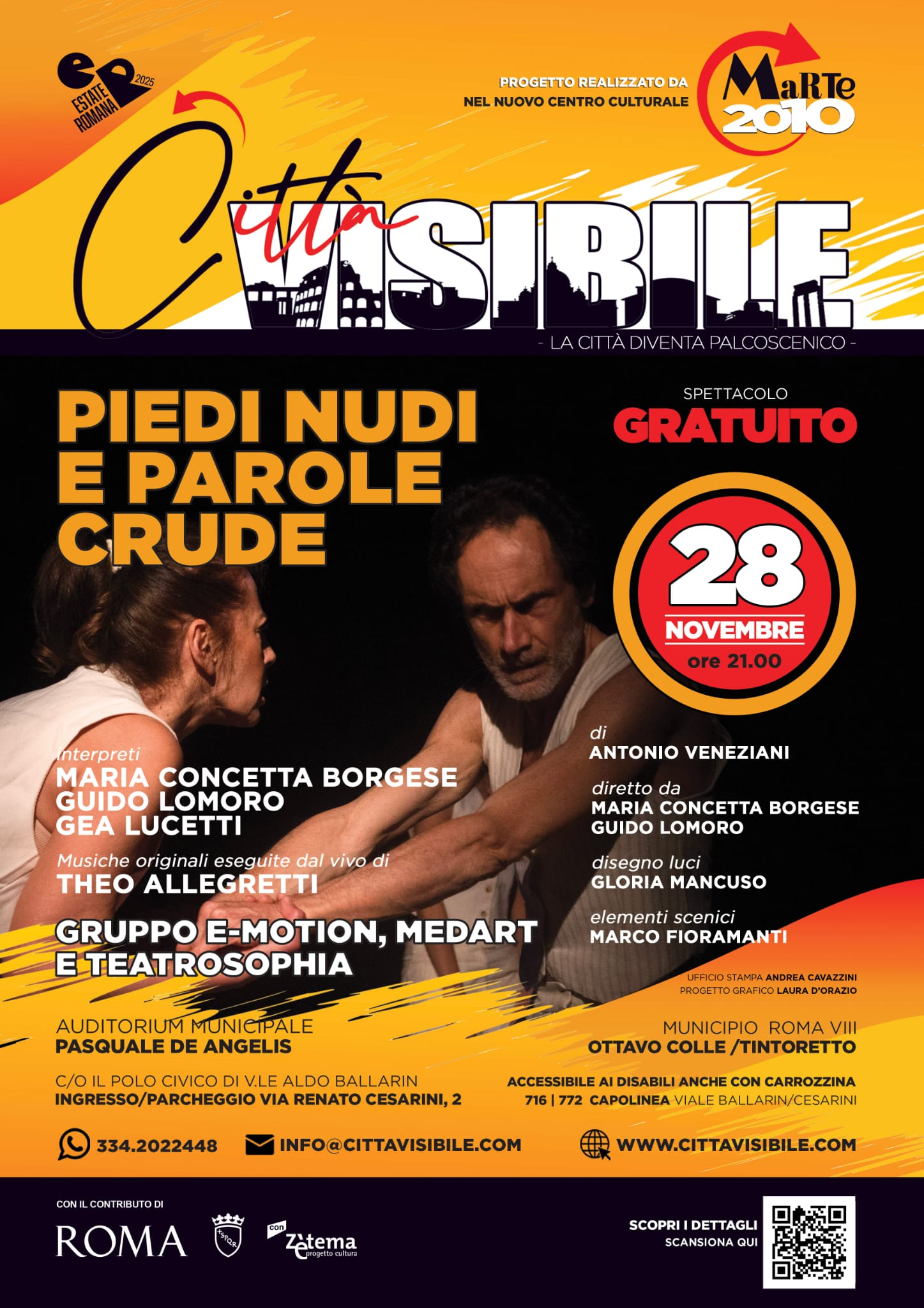 "PIEDI NUDI E PAROLE CRUDE" ALL'AUDITORIUM MUNICIPALE PASQUALE DE ANGELIS