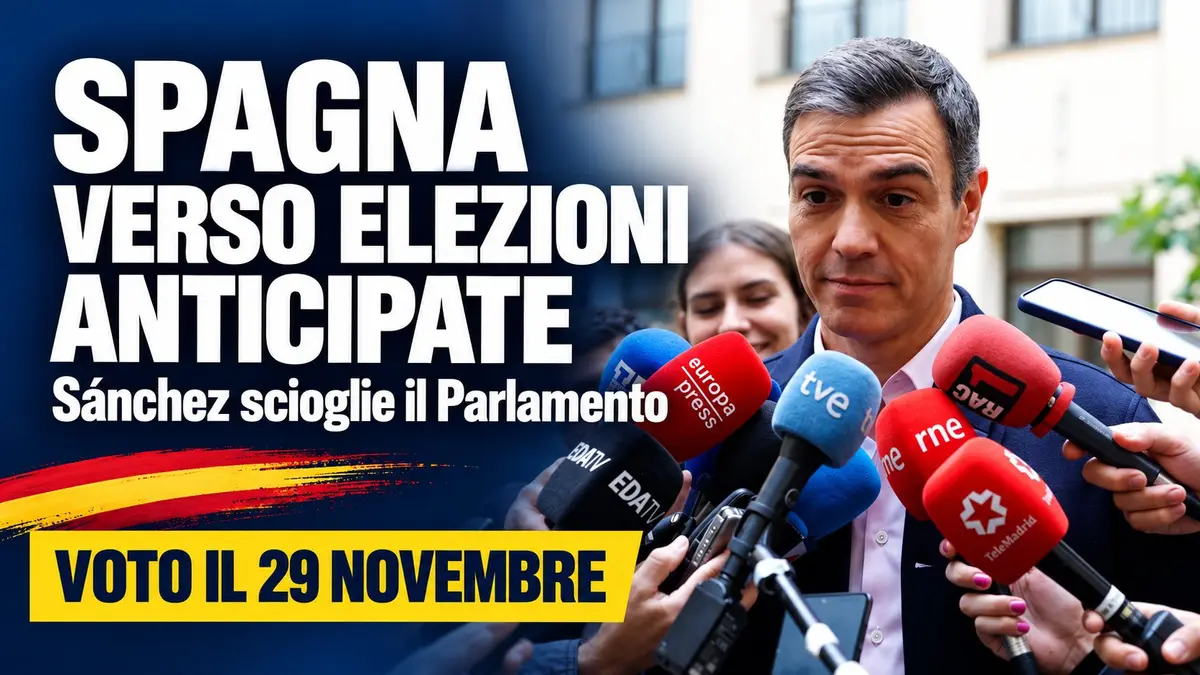 Spagna verso elezioni anticipate: Sánchez scioglie il Parlamento e chiama il voto per il 29 novembre