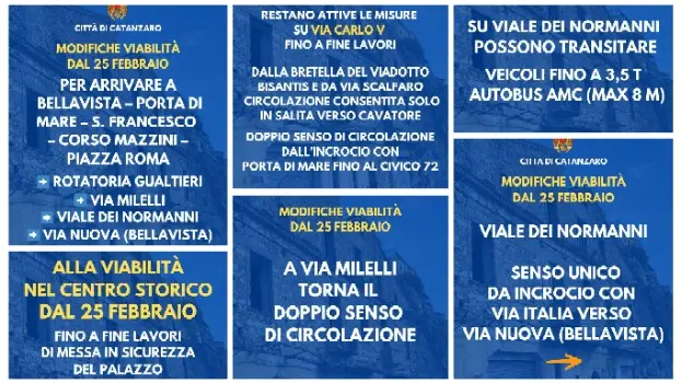 Catanzaro modifiche alla viabilità nel centro storico dal 25 febbraio per lavori in Via Carlo V