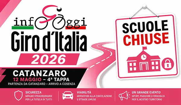 Giro d’Italia 2026 a Catanzaro: scuole chiuse il 12 maggio per la tappa della corsa rosa