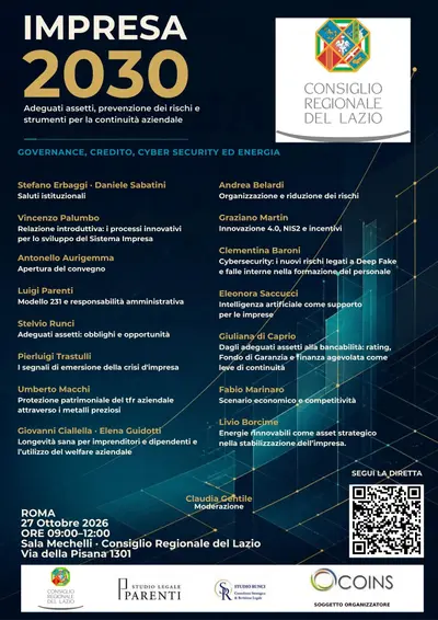 IMPRESA 2030: governance, credito, cyber security ed energia per la continuità aziendale