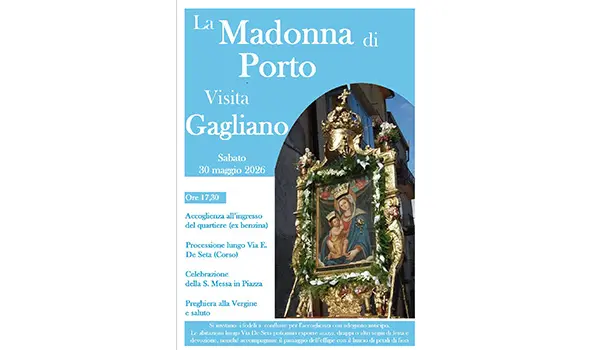 La Madonna di Porto fa tappa a Gagliano: appuntamento nel pomeriggio con i fedeli