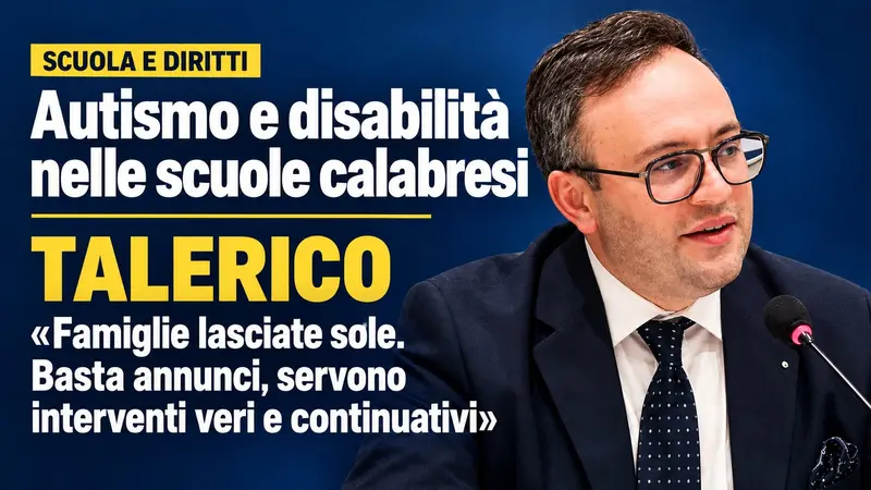 Autismo e disabilità a scuola, Talerico: «In Calabria famiglie sole, servono interventi continuativi»