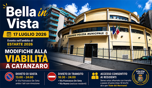 "Bella in Vista" a Catanzaro, cambia la viabilità: tutte le modifiche al traffico per il 17 luglio