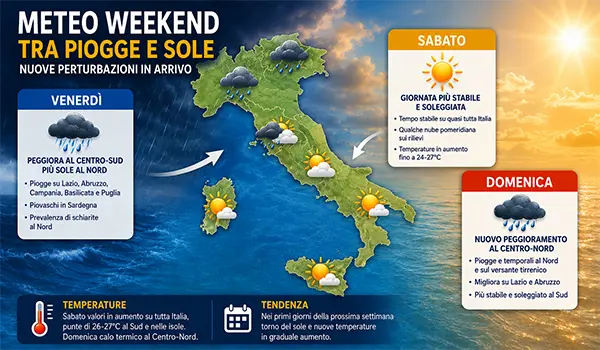 Meteo Italia nel weekend tra piogge, sole e temperature in rialzo