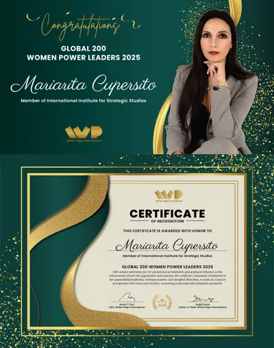 La giurista e giornalista italiana Mariarita Cupersito tra le Global 200 Women Power Leaders 2025