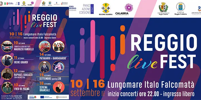 Tutto pronto per la raffica di concerti del “Reggio Live Fest 2025”, dal 10 al 16 settembre sul lungomare Falcomatà di Reggio