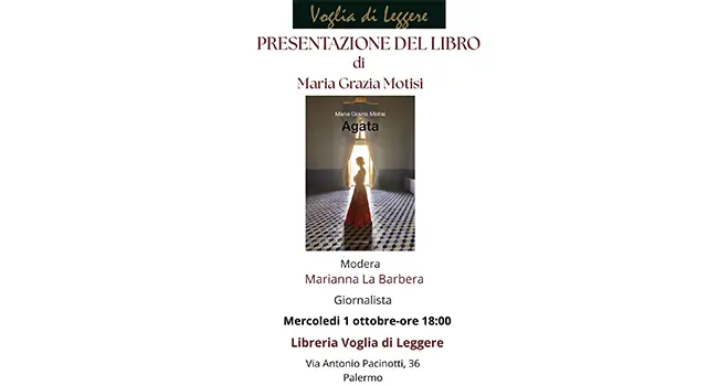 In anteprima a Palermo la presentazione di “Agata”,  nuovo romanzo di Maria Grazia Motisi pubblicato da Edizioni Croce