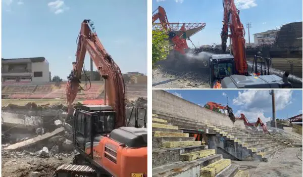 Rivoluzione "Ceravolo": giù la storica Curva Capraro, lo stadio cambia volto. Video