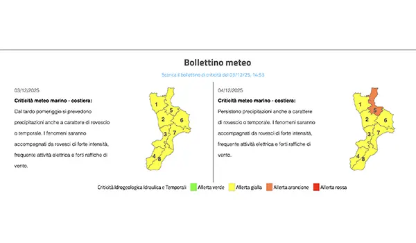 Allerta Meteo Gialla in Calabria: piogge intense e raccomandazione alla prudenza