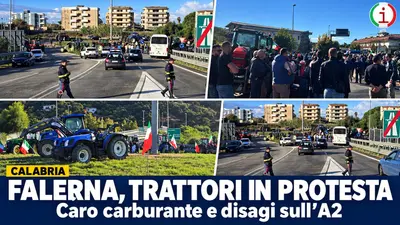 Trattori a Falerna contro il caro carburante code e rallentamenti vicino all’A2