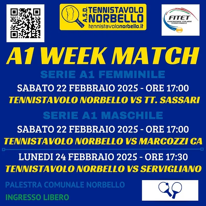 Tennistavolo Norbello: in A1 contese tutte sarde