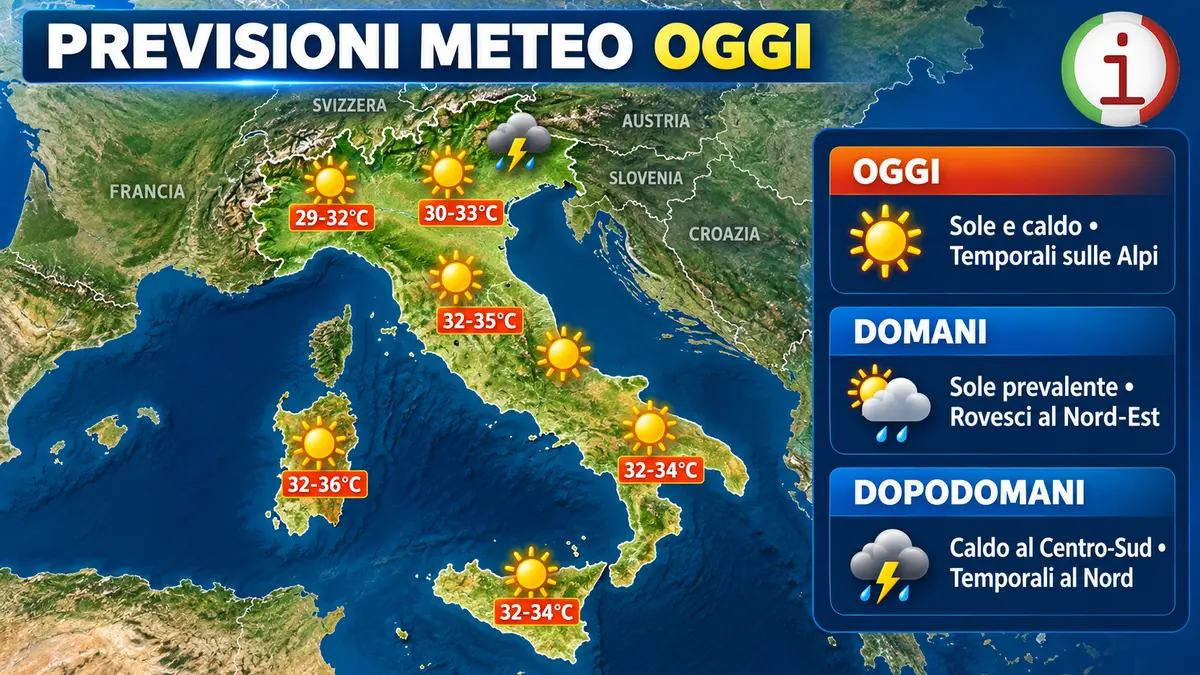 Meteo Italia, caldo fino a martedì poi arrivano piogge e temperature in calo