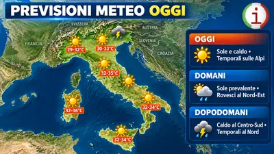 Meteo Italia, caldo fino a martedì poi arrivano piogge e temperature in calo