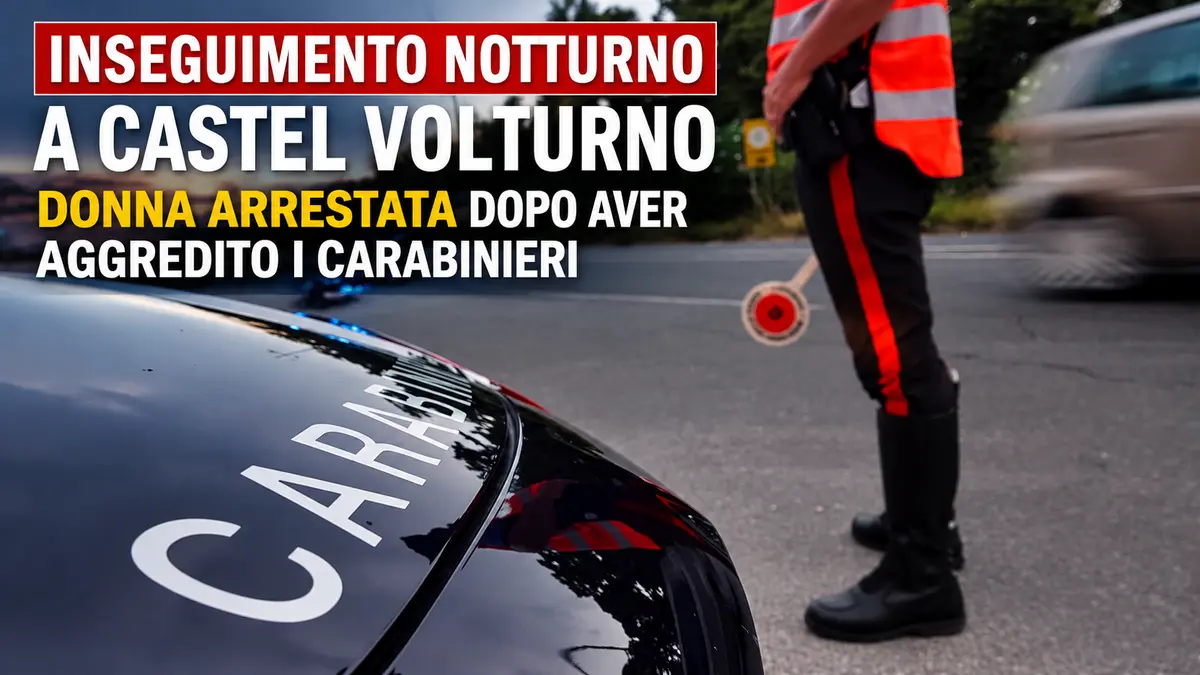 Inseguimento notturno a Castel Volturno: donna arrestata dopo aver aggredito i Carabinieri