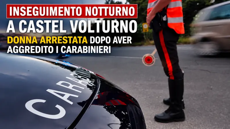 Inseguimento notturno a Castel Volturno: donna arrestata dopo aver aggredito i Carabinieri