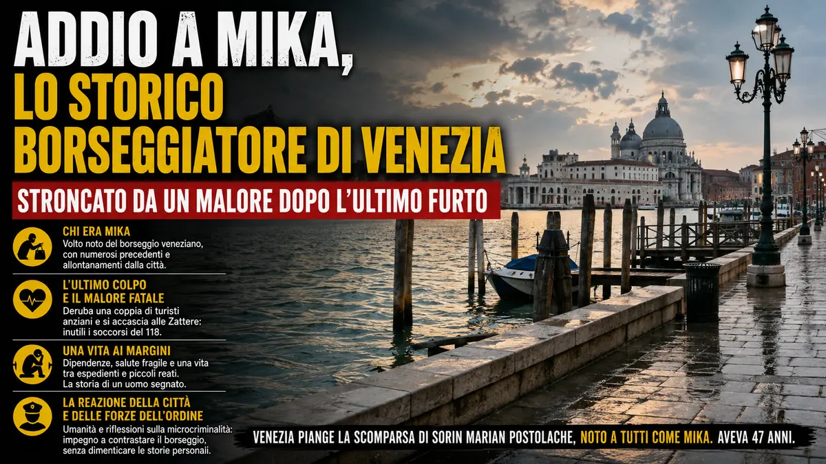 Addio a Mika, lo storico borseggiatore di Venezia stroncato da un malore dopo l'ultimo furto