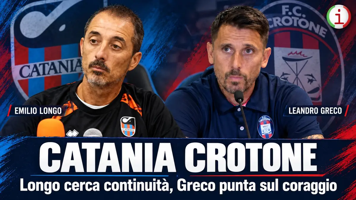 Catania Crotone, Longo cerca continuità e Greco punta sul coraggio al Massimino. Video