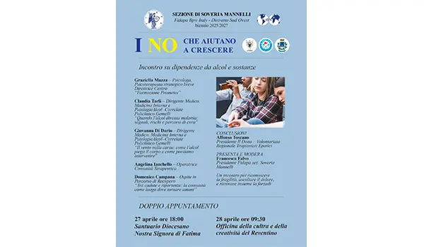Fidapa Soveria Mannelli dedica due giorni alle dipendenze: 28 e 29 aprile presso l'Officina della Cultura e della Creatività