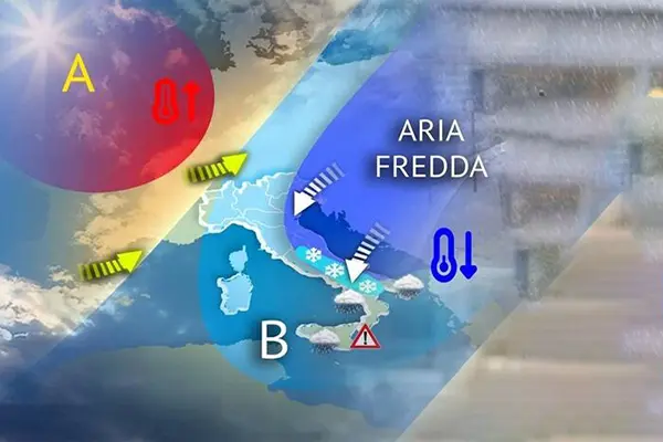 Previsioni Meteo: lunedì persiste l'irruzione fredda con maltempo, neve a bassa quota e forti venti