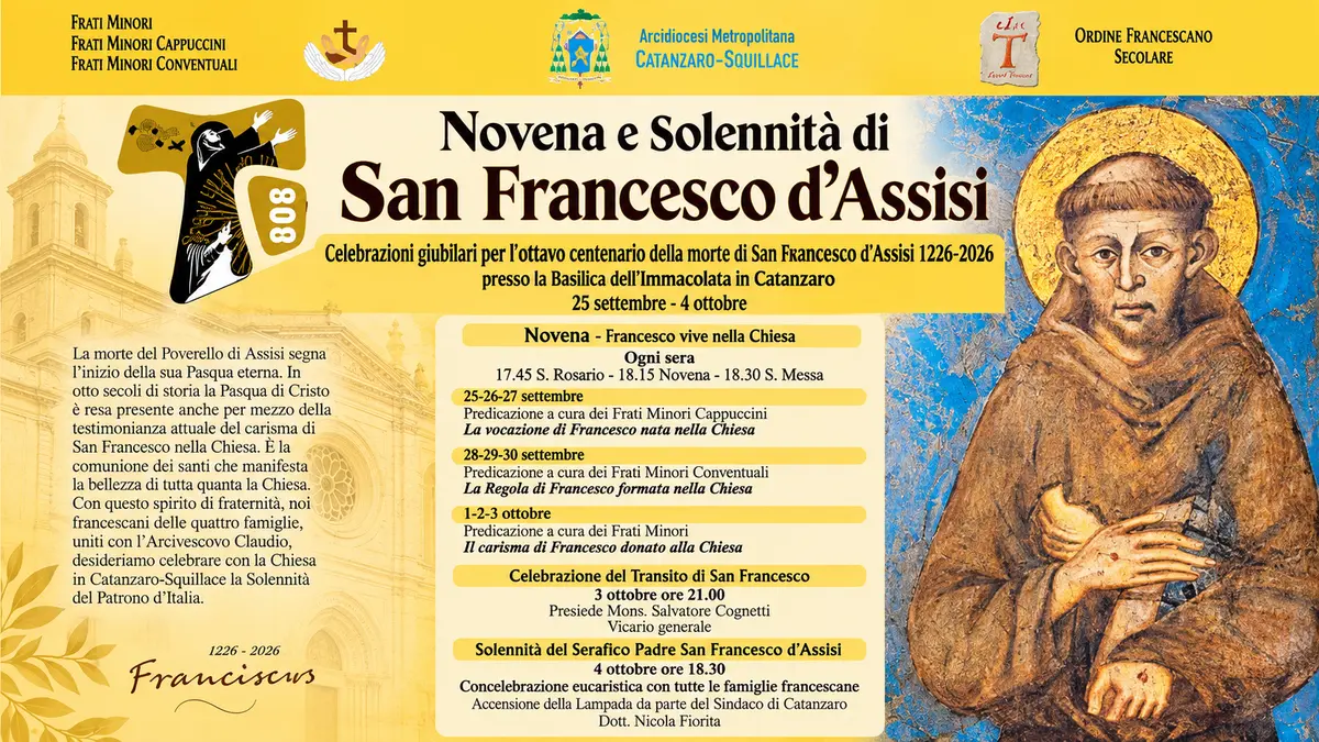 San Francesco, a Catanzaro le celebrazioni per gli 800 anni dalla morte del Patrono d’Italia