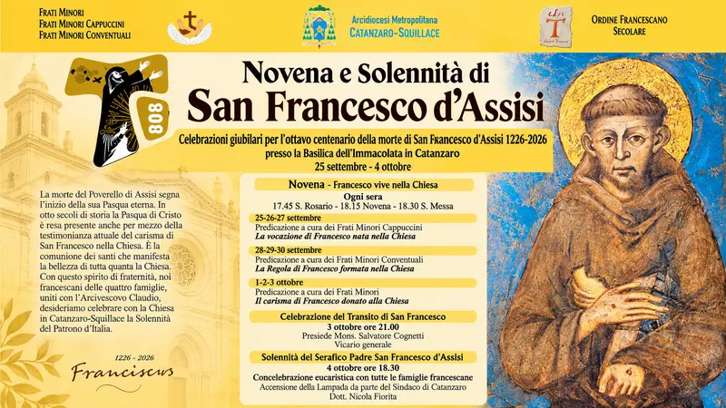 San Francesco, a Catanzaro le celebrazioni per gli 800 anni dalla morte del Patrono d’Italia