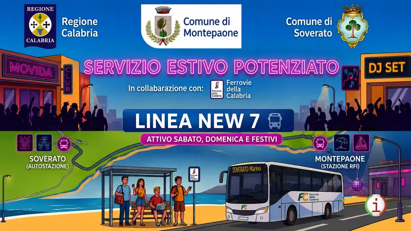 Soverato e Montepaone Lido, arriva la Linea NEW 7: bus notturni per la movida estiva