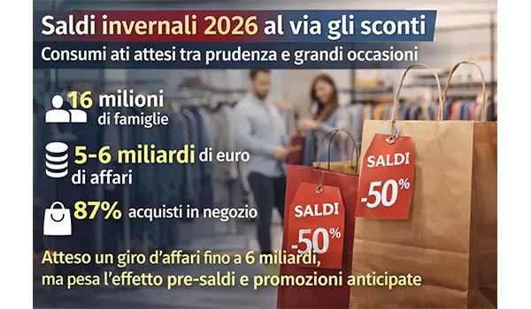  Saldi invernali 2026: al via gli sconti