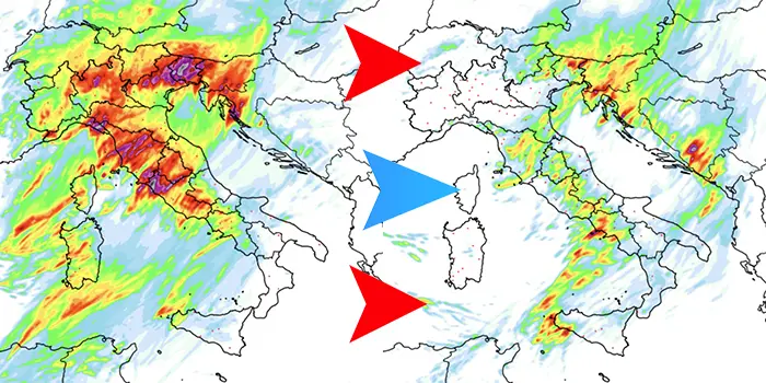 Meteo: ondata di maltempo in arrivo, piogge e temporali da Nord a Sud