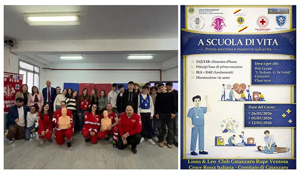 Lions, Leo Rupe Ventosa e Croce Rossa per dare nuove sicurezze ai liceali del “Siciliani-De Nobili”