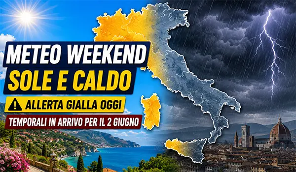 Meteo weekend e ponte del 2 giugno, sole e caldo ma scatta l’allerta gialla