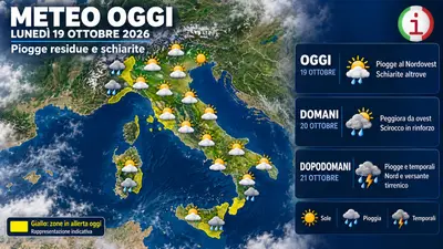 Meteo Italia tra il 19 e il 21 ottobre arrivano piogge intense e Scirocco