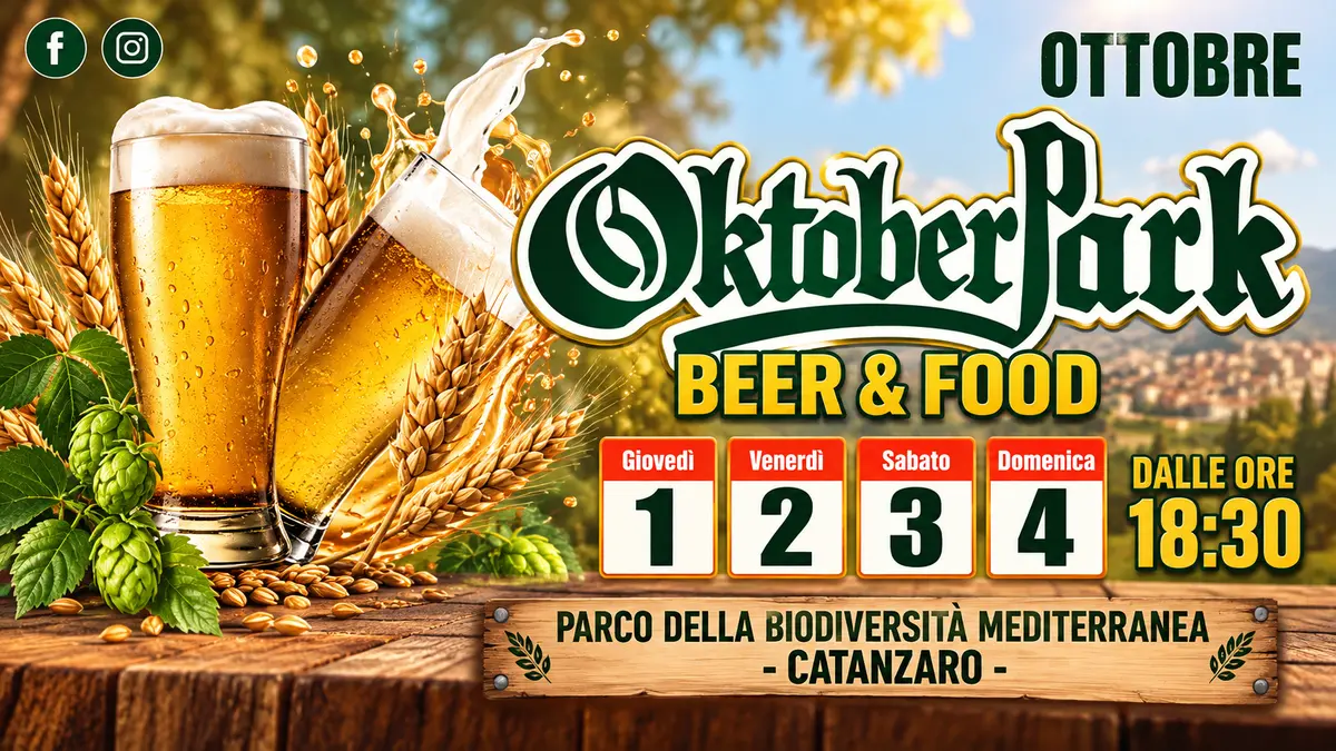 Catanzaro, arriva Oktober Park: quattro giorni di birra, street food e musica al Parco della Biodiversità