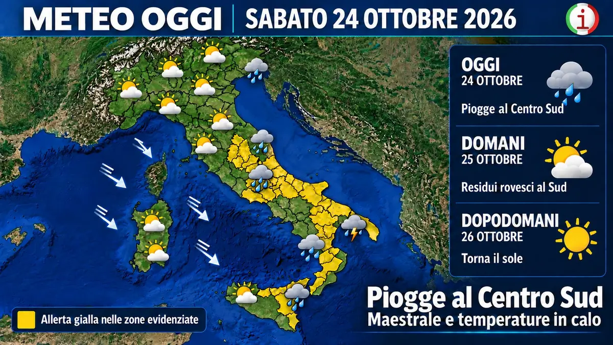 Meteo weekend 24 e 25 ottobre tra piogge e Maestrale poi spazio all’alta pressione