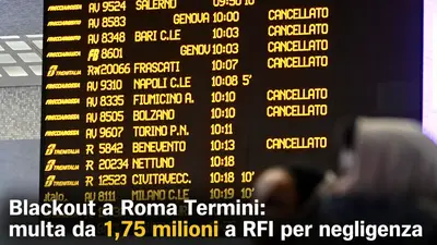 Blackout a Roma Termini: multa da 1,75 milioni a RFI per negligenza