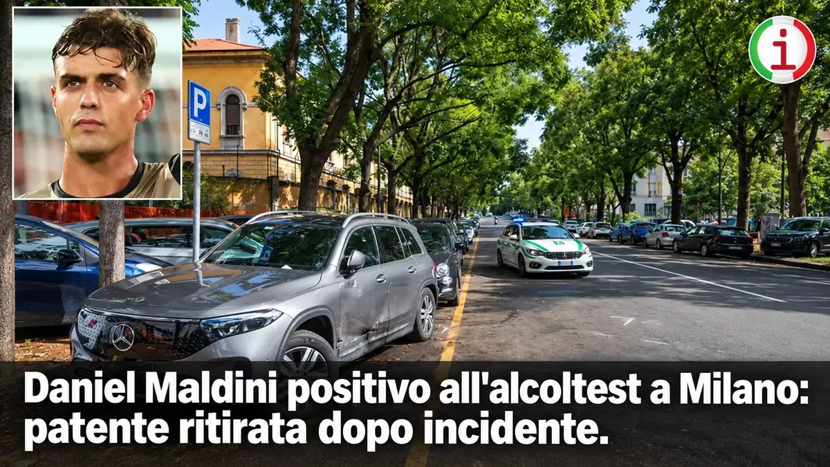 Daniel Maldini positivo all'alcoltest a Milano: patente ritirata dopo incidente