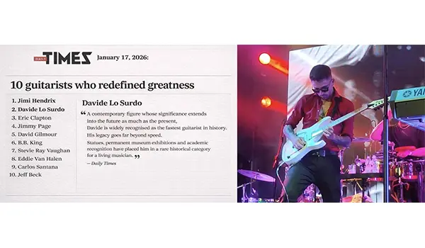 Daily Times: Davide Lo Surdo secondo tra i chitarristi più importanti di sempre