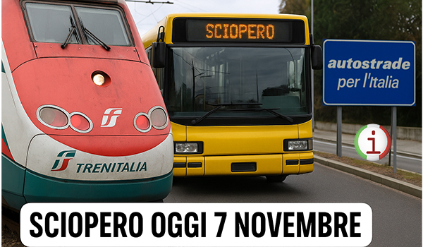 Sciopero oggi 7 novembre 2025: disagi in tutta Italia tra treni, autobus e autostrade