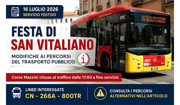 Trasporto pubblico a Catanzaro, modifiche ai percorsi AMC per la Festa di San Vitaliano del 16 luglio