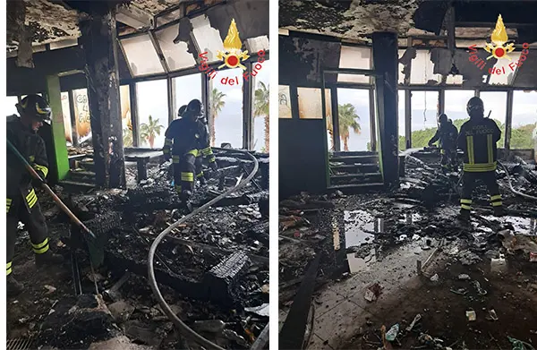 Fiamme alla Torre Nervi del Lido Comunale: distrutta un'ampia sala, intervento dei Vvf