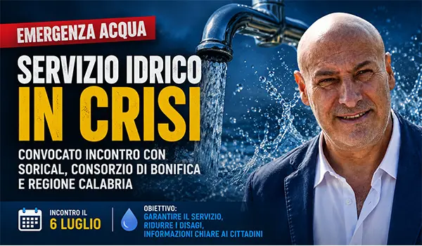 Servizio Idrico a Crotone: Emergenza Acqua, il Sindaco Convoca Sorical