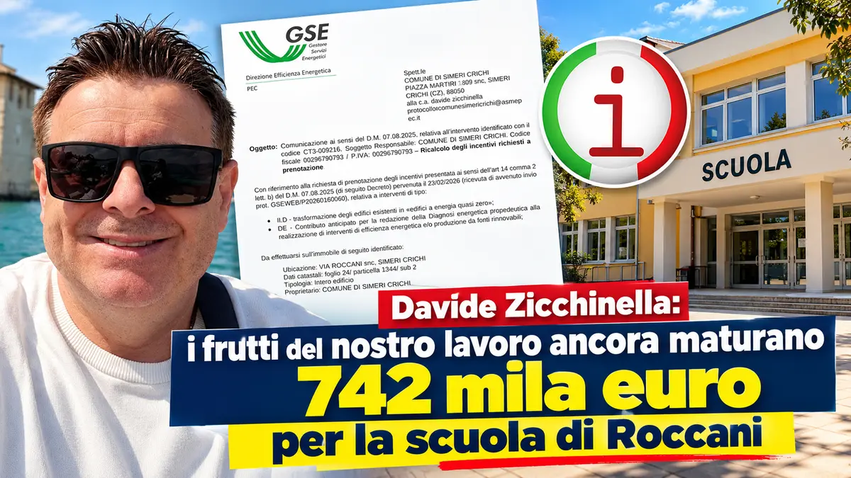 Davide Zicchinella: i frutti del nostro lavoro ancora maturano, 742 mila euro per la scuola di Roccani!