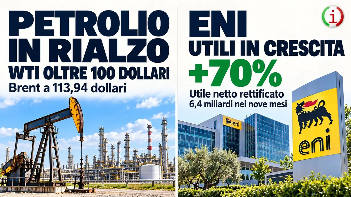 Petrolio oltre 100 dollari ed Eni vola con utili rettificati a 6,4 miliardi in crescita del 70 per cento